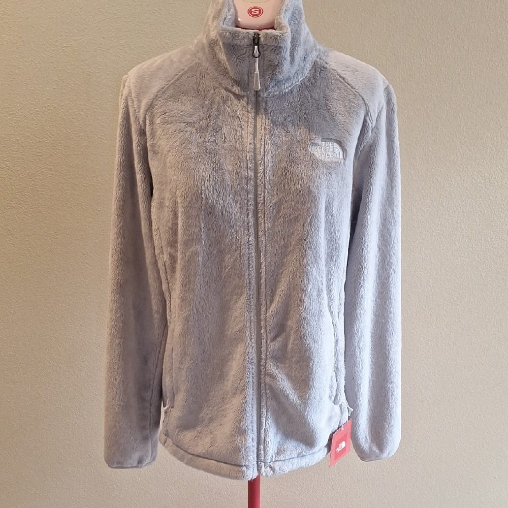 The North Face Gray Teddy Jacket Plush Fleece High Collar